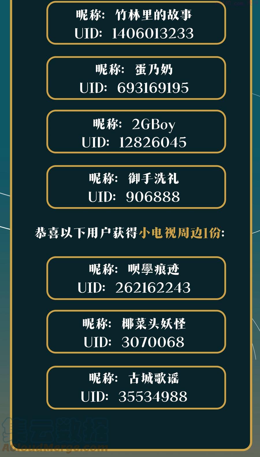 公告 上线付费活动获奖名单2