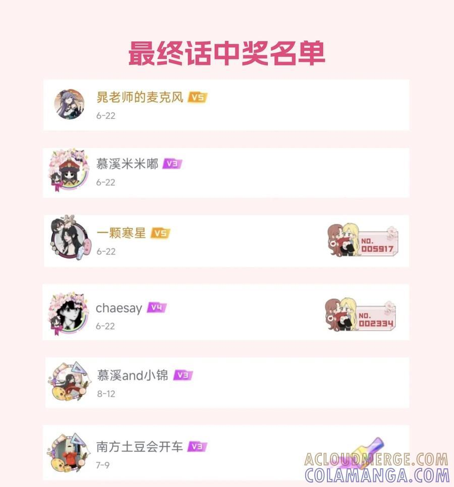 新卷计划 番外更新安排+中奖名单1
